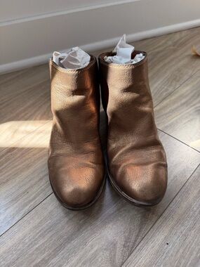 Lucky Brand Metallic Bronze Leather Ankle Booties